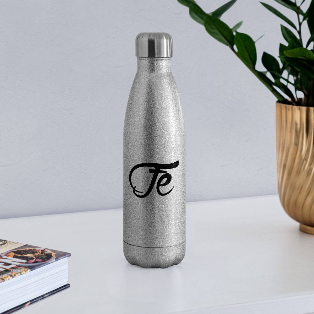 FE 7TH AVE INSULATED STAINLES STEEL CHOOSE YOUR POISON PREFERABLY WATER  BOTTLE - silver glitter