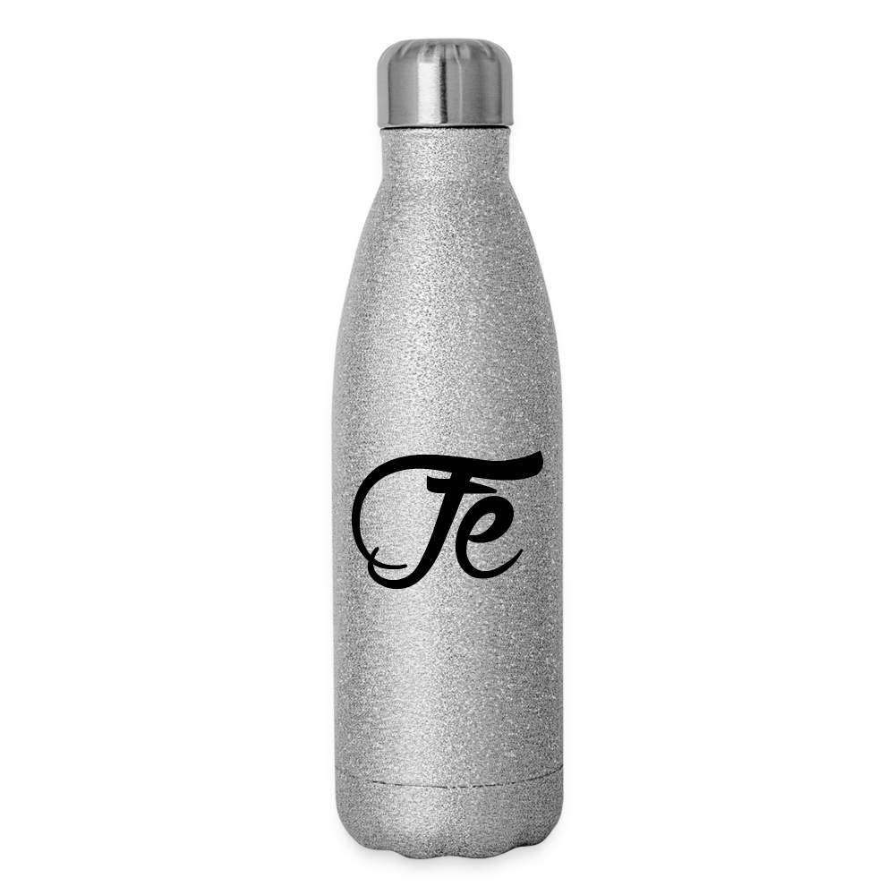 FE 7TH AVE INSULATED STAINLES STEEL CHOOSE YOUR POISON PREFERABLY WATER  BOTTLE - silver glitter